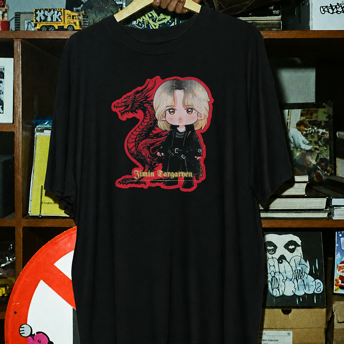 Jimin Targaryan Washed Black Tee