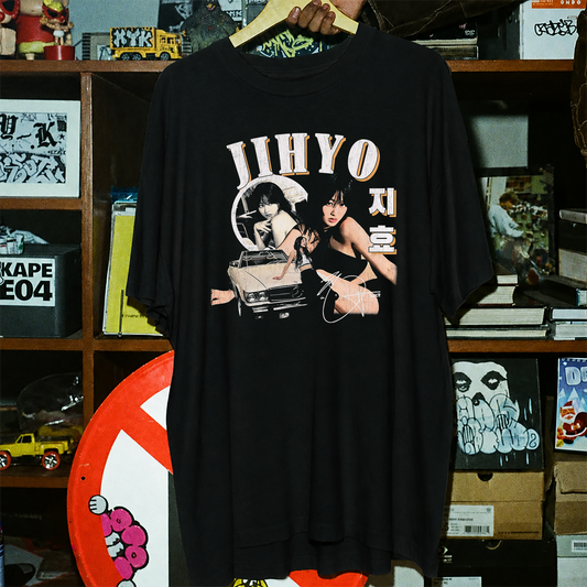 Jihyo Collage Washed Black Tee