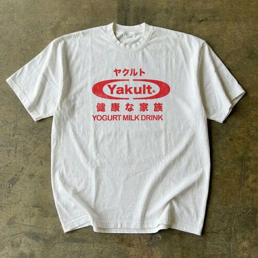 Vintage Yakult Milk Drink Washed White Tee