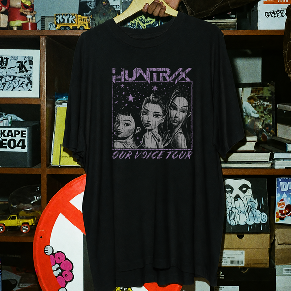 Huntrix Our Voice Tour Washed Black Tee
