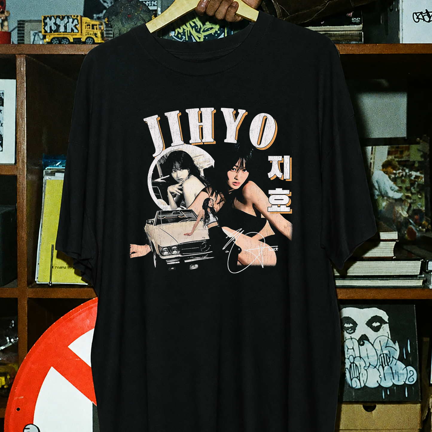 Jihyo Collage Washed Black Tee
