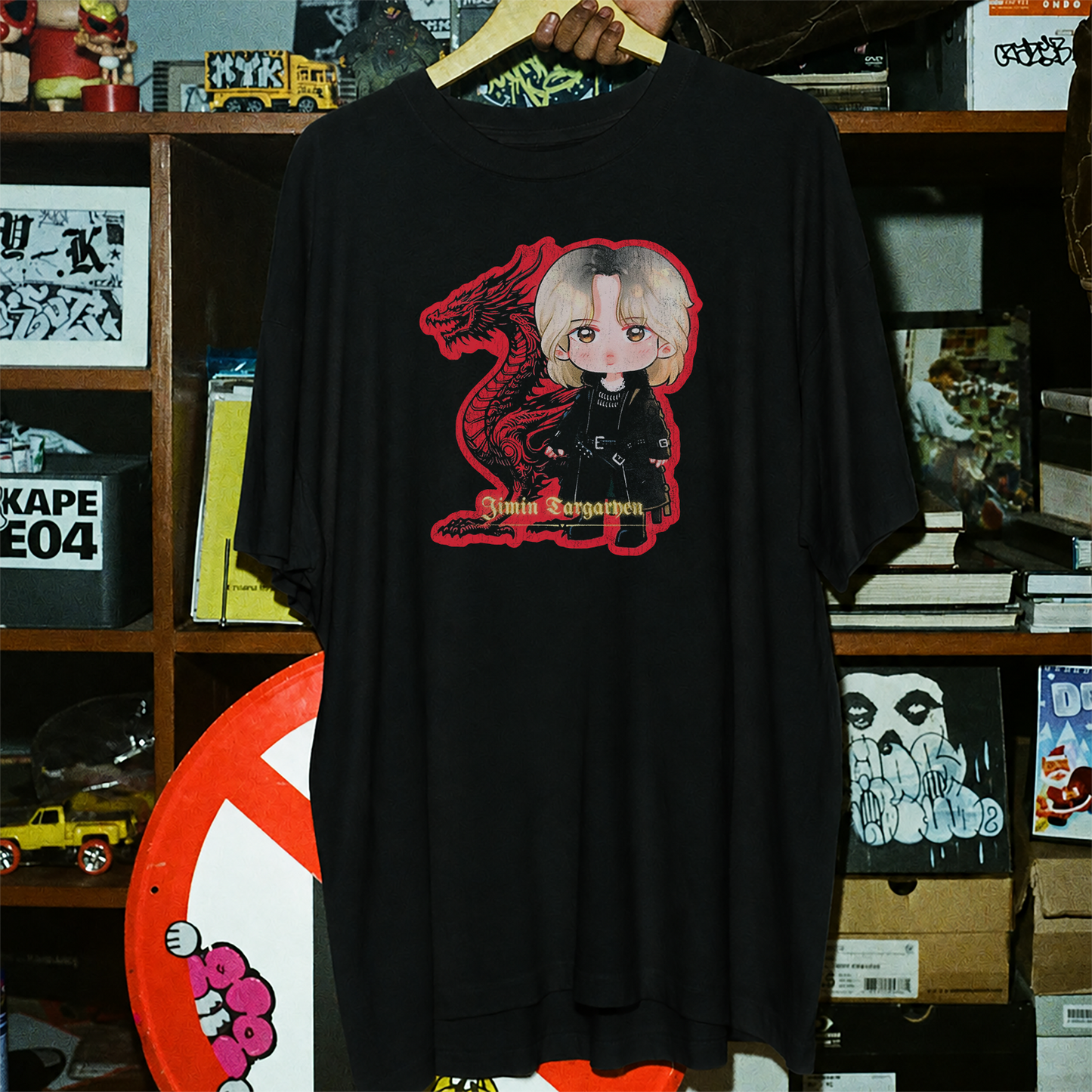 Jimin Targaryan Washed Black Tee